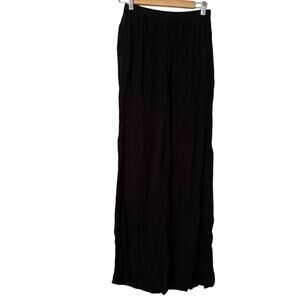 ModCloth Black Elastic Waist Wide Leg Casual Pants Womens M Pull On Beachy